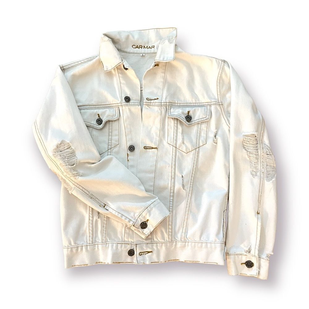 CARMAR Light Denim Distressed Jacket |Size: Small|